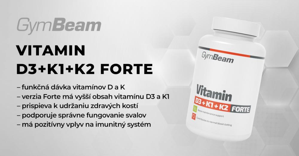 Vitamín D3+K1+K2 Forte - GymBeam