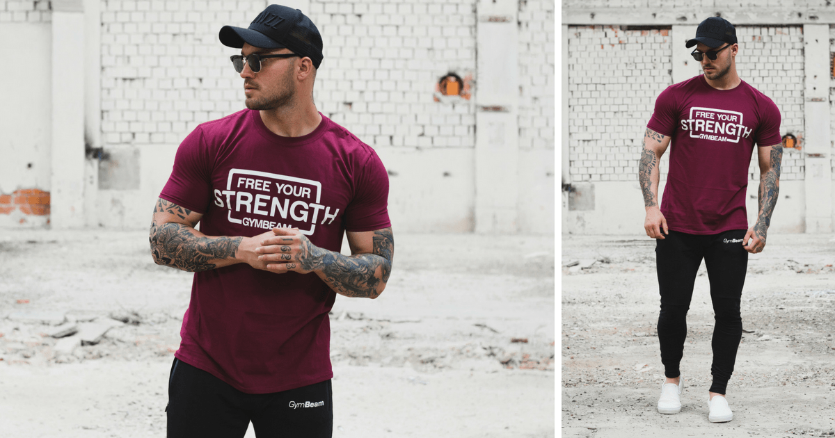 Tričko Free Your Strength Maroon White - GymBeam